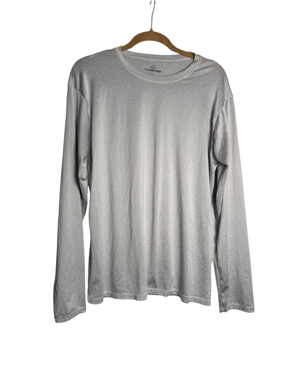 Real Essentials Men’s Large Grey Long Sleeve Active Athletic Performance Shirt